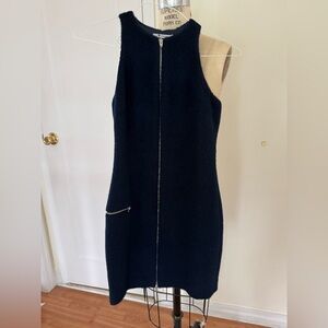 62% wool 38% alpaca T by Alexander Wang Navy 2-way Zip-Front Mini Dress/Vest